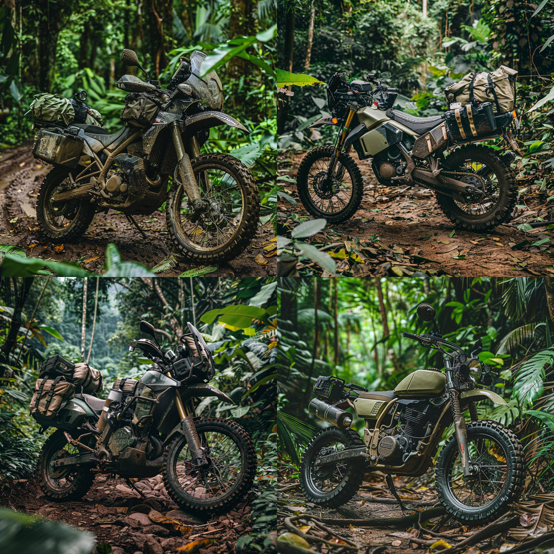 Moto tout terrain dans la jungle