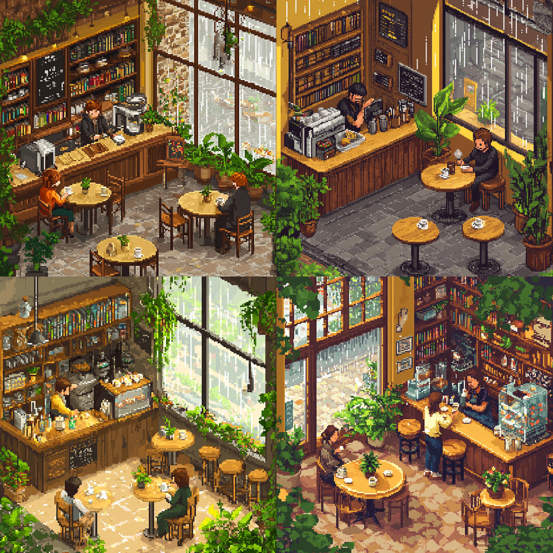 Pixel art bar café